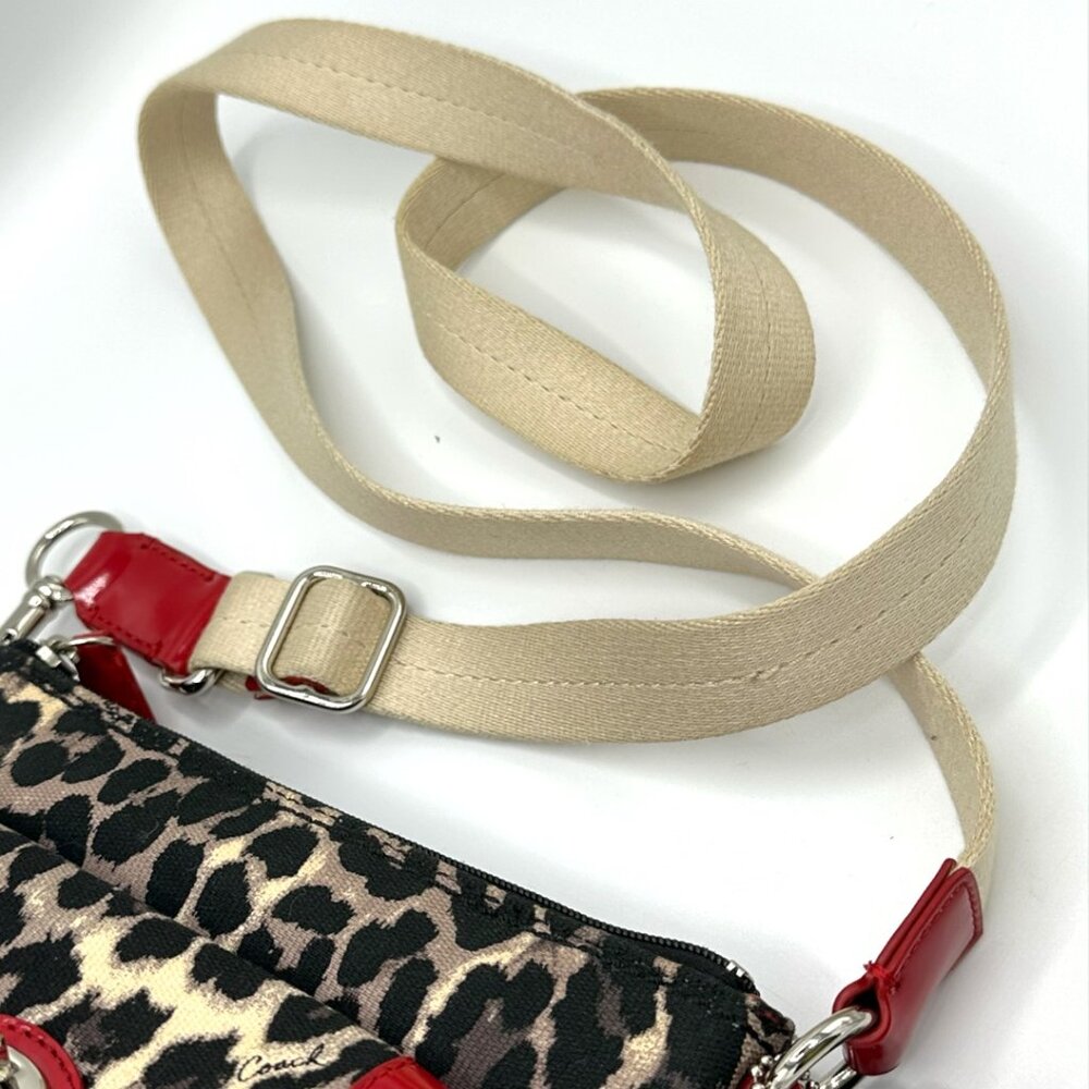 ⭐️⭐️SOLD⭐️⭐️ Y2K Coach Park Ocelot Leopard Print Crossbody - Black/Red Patent - Picture 13 of 15